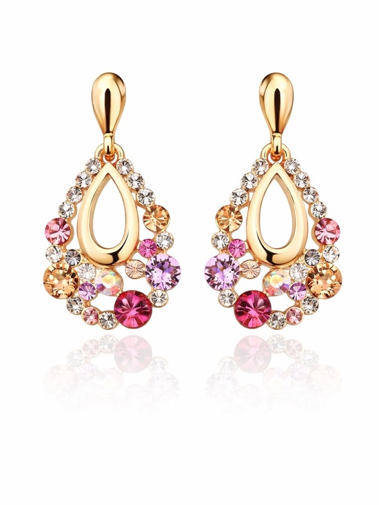 Jewelry - Swarovski Crystal Multi Color Drop Earrings